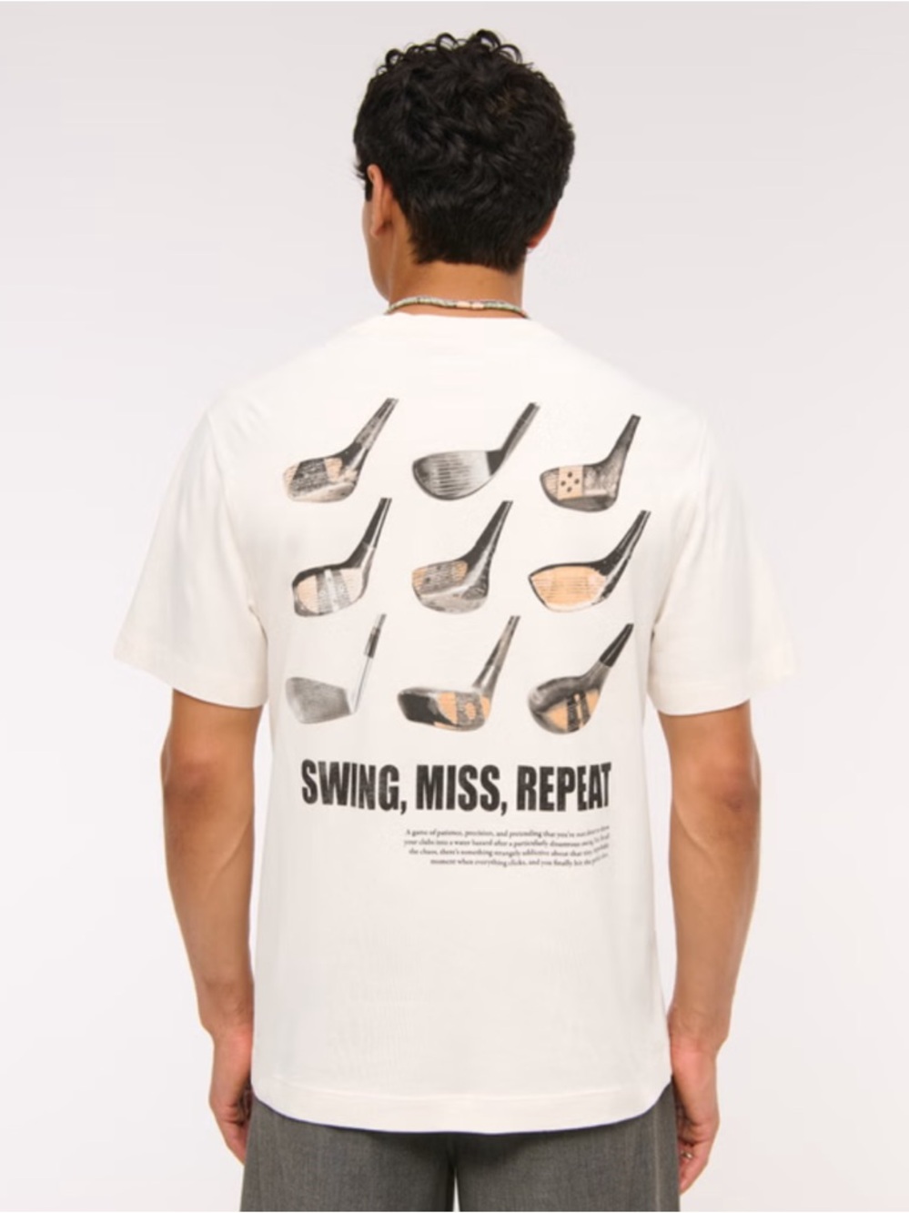 Abercrombie & Fitch Golf Club Graphic Tee - 'Swing, Miss, Repeat' - Cream Size M